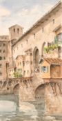 Giuseppe Capineri (1923-1994) Italian, A view of the Ponte Vecchio, watercolour, Signed, 27
