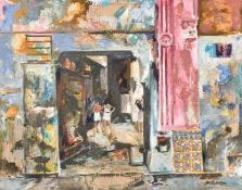 Attributed to Antonio Vives Fierro (b. 1940), Spanish, 'Columna Rosa', mixed media, indistinctly