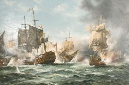 John Bentham Dinsdale (1927-2008) British, 'The Battle of Camperdown, 1797', oil on canvas,
