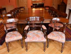 A VERY GOOD SET OF SIXTEEN WILLIAM IV MAHOGANY DINING CHAIRS, CIRCA. 1835, two with arms, padded