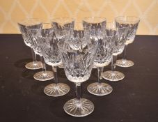 A SET OF TEN WATERFORD SHERRY GLASSES.