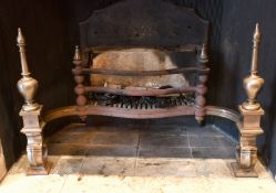 A 17TH CENTURY DESIGN METAL FIRE GRATE. 2ft 10ins long.