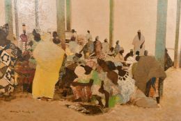 North African School, circa 2001, 'Llotjd' A busy village market, indistinctly signed and dated 2001
