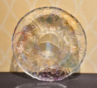 A LARGE GLASS FRUITING VINE DISH.