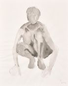 'Serena' 20th Century, A study of a crouching female nude, watercolour, 23