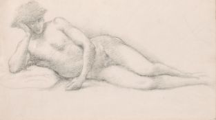 Sir Edward Coley Burne-Jones (1833-1898) British, A pencil study of a reclining Knight, 7
