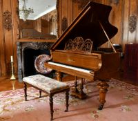 A GOOD BLUTHNER MAHOGANY CASED GRAND PIANO, No. 34553, with turned legs and castors, with loose