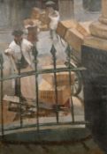 Noel Ellis (20th Century) British, 'Billingsgate', oil on board, signed and with labels verso, 22