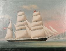 Chinese School, Circa 1876, A pair of oil paintings, ' A French Clipper off Hong Kong' and 'The