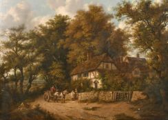 John Mayle Whichelo (1784-1865) British, A view of a cottage amongst trees, oil on canvas, signed,