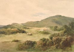 Edmund Morison Wimperis (1835-1900) British, Sheep grazing on a hillside, watercolour, signed with
