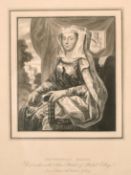 A pair of prints of John and Devorguilla Baliol, founders of Baliol College Oxford, 9