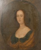 An 18th/19th century bust length portrait of a lady, oil on canvas, indistinctly inscribed verso and