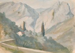 A collection of early 20th century oil on paper sketches of Italian and English scenes,