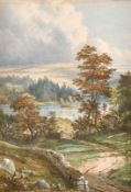 James Jackson Curnock (1839-1892) British, A View across the mountain lake, watercolour, signed, 10