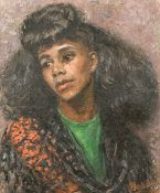 Bruno Beran (1888-1979) Czech, A head and shoulders portrait of a lady, oil on board signed, 21.