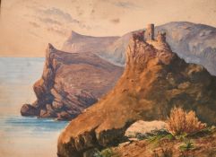 A pair of watercolours of rocky coastal scenes around Balaklava on the Crimea, inscribed verso '