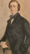 19th century, A study of a young gentleman, possibly Hans Christian Anderson, watercolour, 10.5
