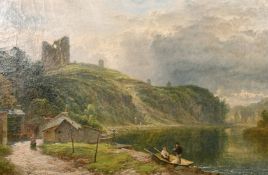Henry Dawson (1811-1878) British, A view of Chepstow Castle from the River Wye, oil on canvas,
