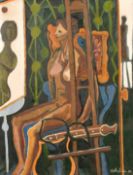 Ray Ambrose (1926-1989) British, 'Girl in a Studio', A female nude in the artist's studio, oil on