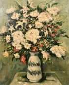 Rachel Austin (20th century) A still life of mixed flowers in a vase, oil on canvas, signed, 24