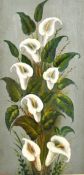 20th century, A still life of peace lilies, oil on canvas, indistinctly signed, 24