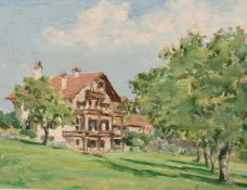 Muriel Elise Crooke (b.1901) Fortunate Fields, Mont Pelerin, oil on panel, signed and inscribed