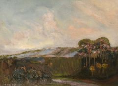 W. Patrick (20th century) A valley landscape at dusk, oil on board, signed, 10.5
