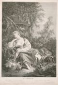 After Boucher, 'La Reveuse', stipple engraving, 18