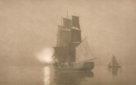Claude Rowbotham (1864-1949) 'Becalmed', colour printed etching, signed in pencil, 6