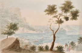 A large folio of Circa 50 drawings, watercolours and pen & ink sketches by various hands including