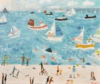 Alan Furneaux (b. 1953) 'Penzance Prominade', oil on board, signed and inscribed verso 19.75