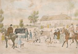 Tom Moody, 'Death of a Jockey', hand coloured engraving, 16