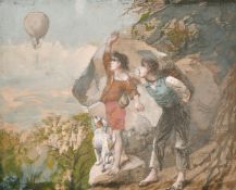 19th/20th century Continental school, Illustrations for an adventure story with youths and a hot air