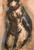 Frans Martin Claerhout (1919-2006) South African, A study of a female nude figure, mixed media,