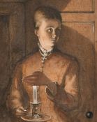 Follower of William Henry Hunt, O.W.S. (1790-1864) British, A young lady with a candle,