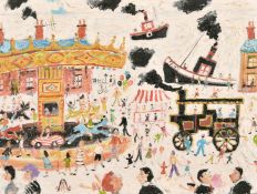 Simeon Stafford (b. 1956) 'Fair of Penzance', oil on panel, signed and dated '03/10/17', signed