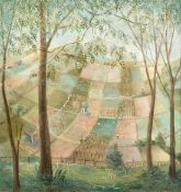 Eileen Aldridge (1916-1990) British, A stylised South Downs landscape, oil on canvas, signed and