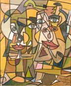 Joseph Dubiel Von LeRach (b.1951) Czech, A Cubist composition of figures, oil on panel, signed,