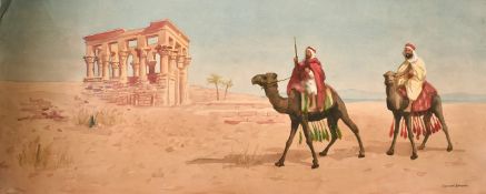 Giovani Barbaro (Arthur Dudley), A pair of watercolours of Egyptian scene with figures on camels