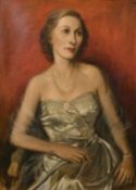 Bernard Powell (1924-1957) British, A half-length portrait of a seated lady, said to be Mrs