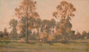 Alfonso Toft (1866-1964) British, An oil sketch of trees at dusk, oil on board, 5