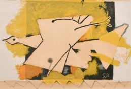 After George Braque, A bird on a yellow background, double page lithograph, 11