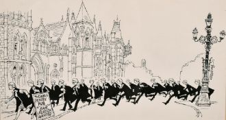 Mid-20th century, Pen + ink cartoons, 'The Wig' + 'Penury Pub', 7.5