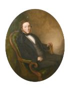 19th century, A portrait of seated gentleman holding a book, oil on canvas, 24