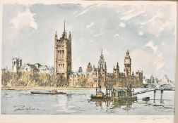 Edward Wesson (1910-1983) British, 'Westminster from Lambeth Bridge', limited edition, signed in