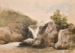 Attributed to William James Muller (1812-1845) 'The Rock Pool', watercolour with bodycolour over