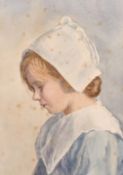 Early 20th century, A study of a Breton girl, watercolour, 9