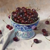 Yevgeny Balakshin (b.1998) Russian, 'Cherries in A Bowl', signed oil on canvas, 11