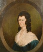 19th century English school, A head and shoulders portrait of a lady, oil on canvas, 28